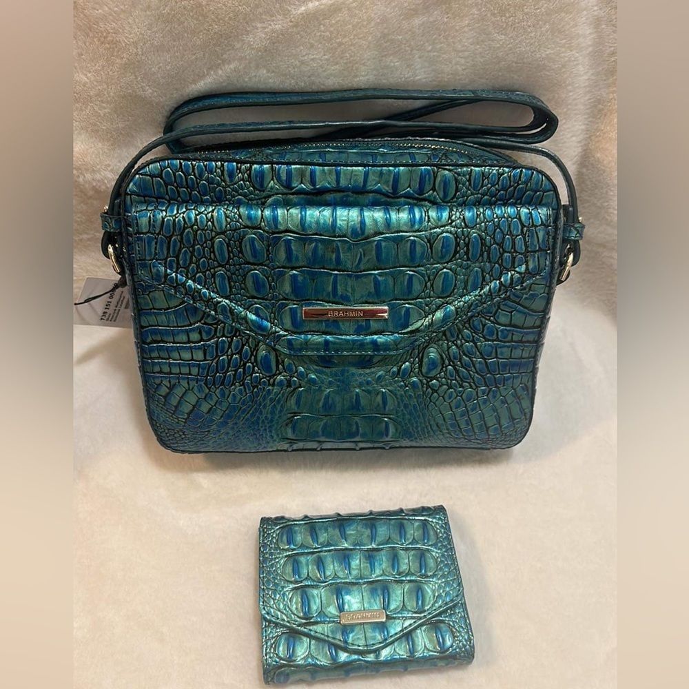 Brahmin shea crossbody and small Veronica wallet in peacock - Picture 5 of 13